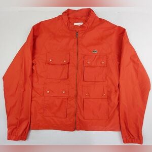Lacoste Live Devanlay Utility Field Jacket Mens 56/7 Orange Expansion Zippers